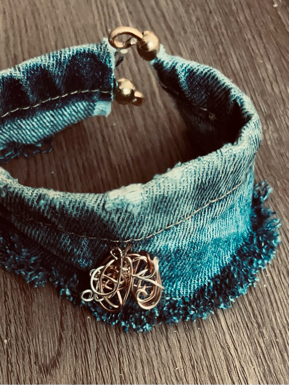 Blue denim upcycled cuff